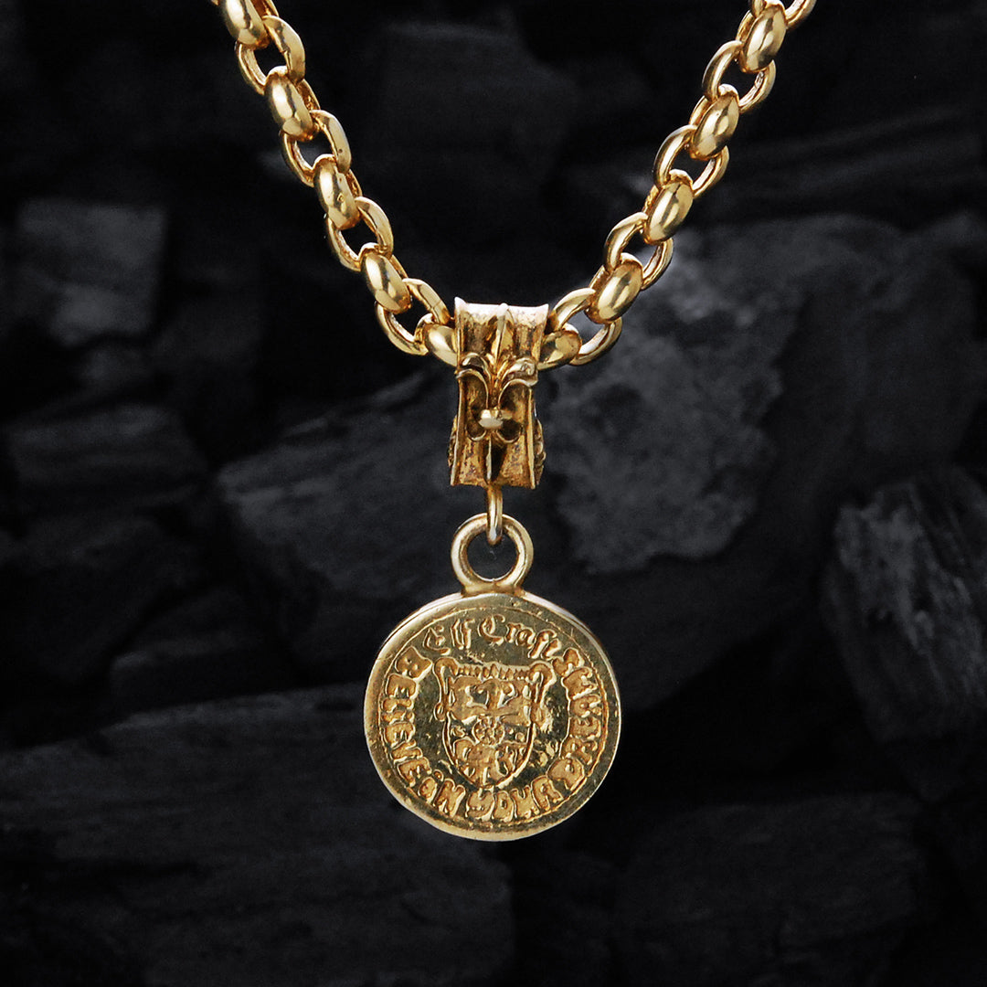 Silberanhänger SHIELD mit BELIEVE IN YOUR DREAMS Münze S Gold plated
