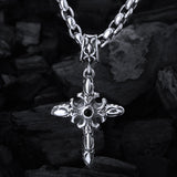 Silver Pendant CRESCENT CROSS in GARDEN AT NIGHT