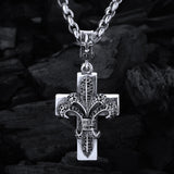 Silver Pendant LILY ON CROSS M Pave Diamond Black