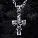 Silver Pendant LILY ON CROSS M Pave