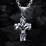 Silver Pendant LILY ON CROSS M