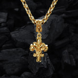 Silver Pendant LILY ON CROSS S  with Dragon Scales Gold