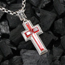 Silberner Anhänger ELFIN FRAME CROSS mit Steineinlage und Lilienöse