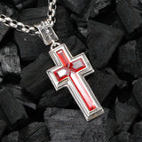 Silberner Anhänger ELFIN FRAME CROSS mit Steineinlage und Lilienöse