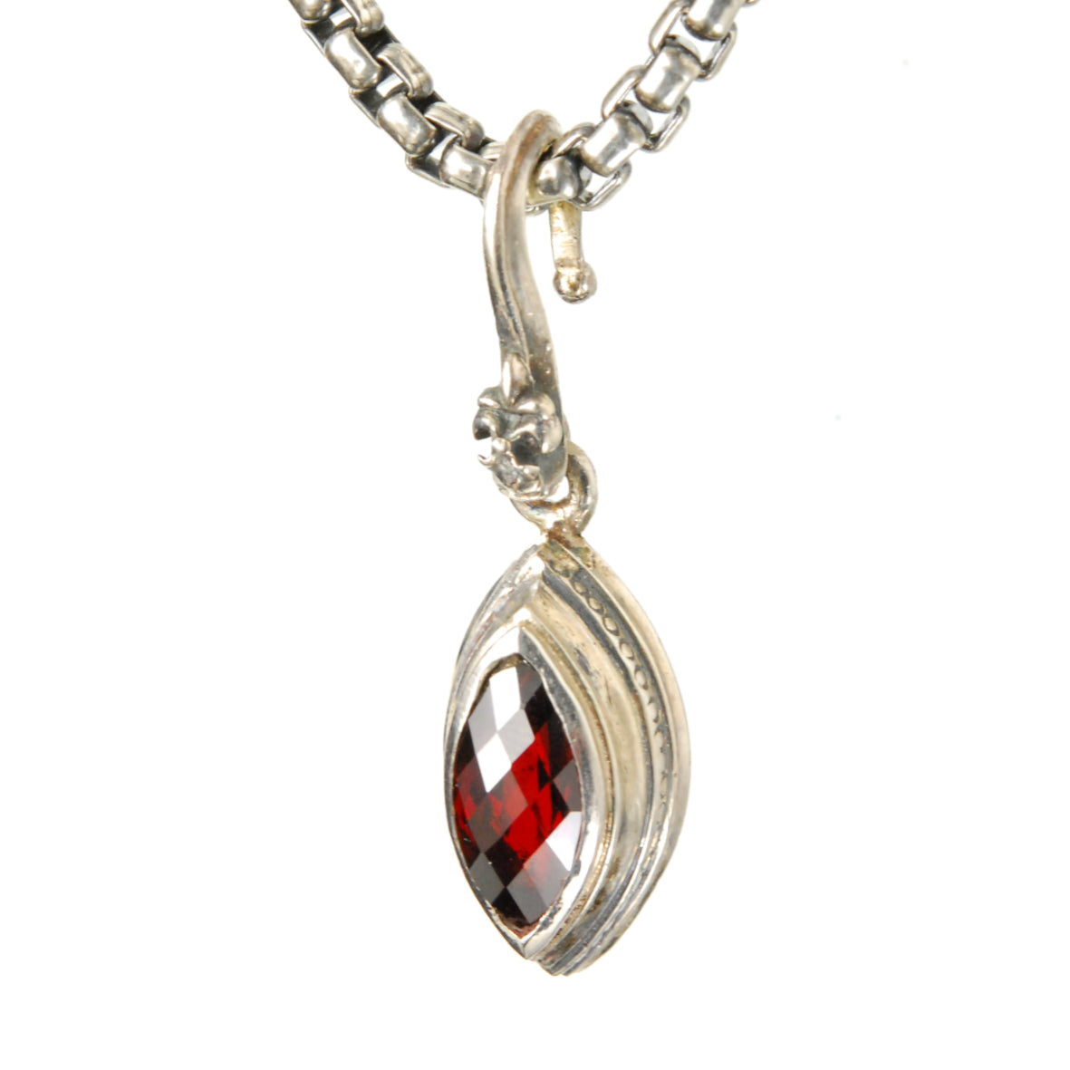 Silver Pendant Navette Elfin´Frame with Stone