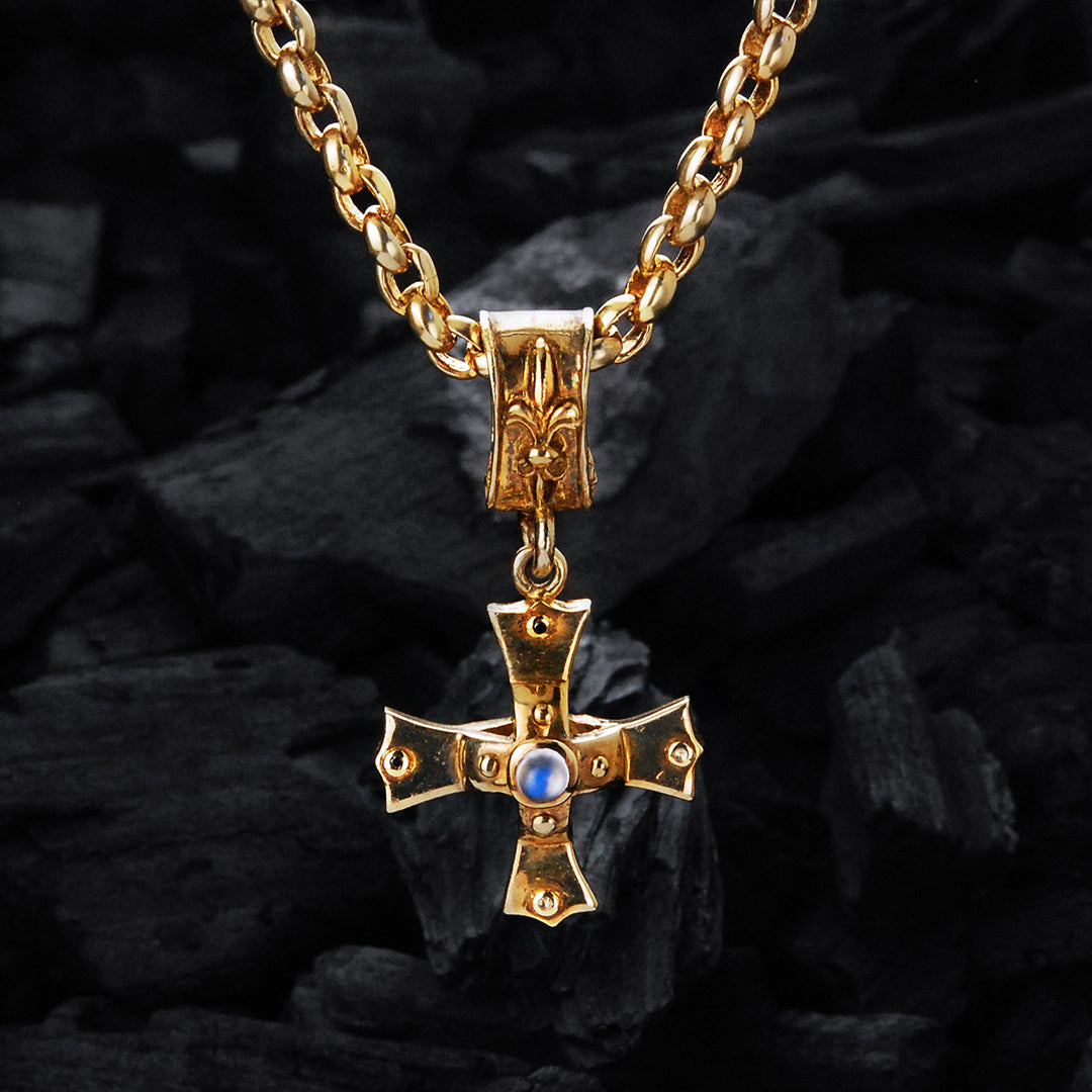 Silver Pendant KNIGHTS CROSS  Body and Stones Gold 30