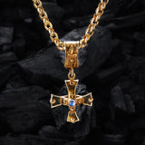 Silver Pendant KNIGHTS CROSS  Body and Stones Gold 30