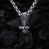 Silver Pendant BLADES CROSS Body with Stones 18