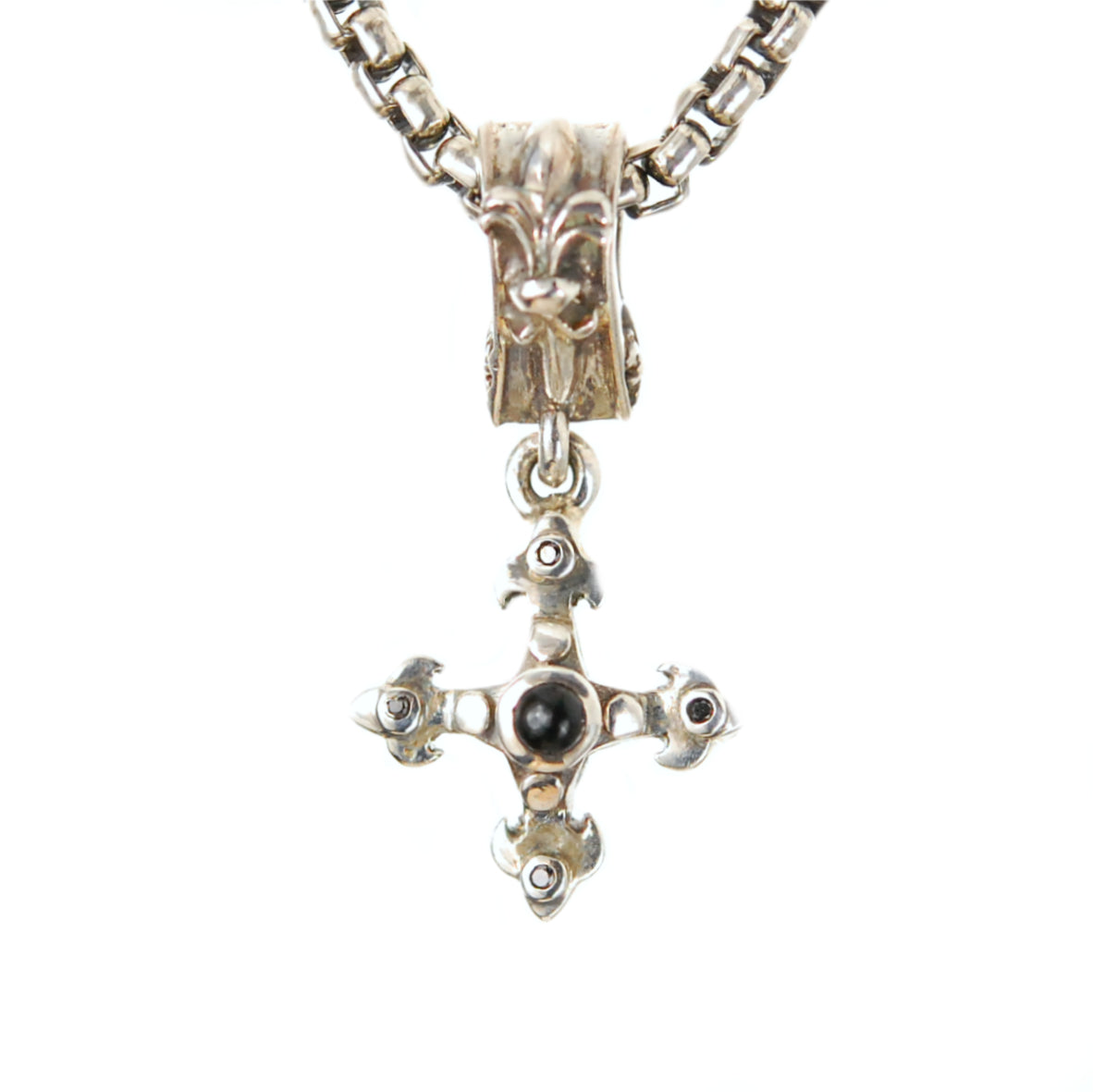 Silver Pendant BLADES CROSS Body with Stones 18