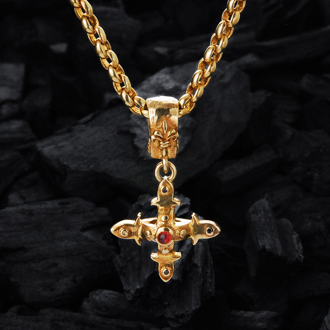 Silver Pendant SMITH CROSS Body and Stones Gold Plated 30