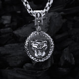 Silver Pendant LION HEAD Coin L