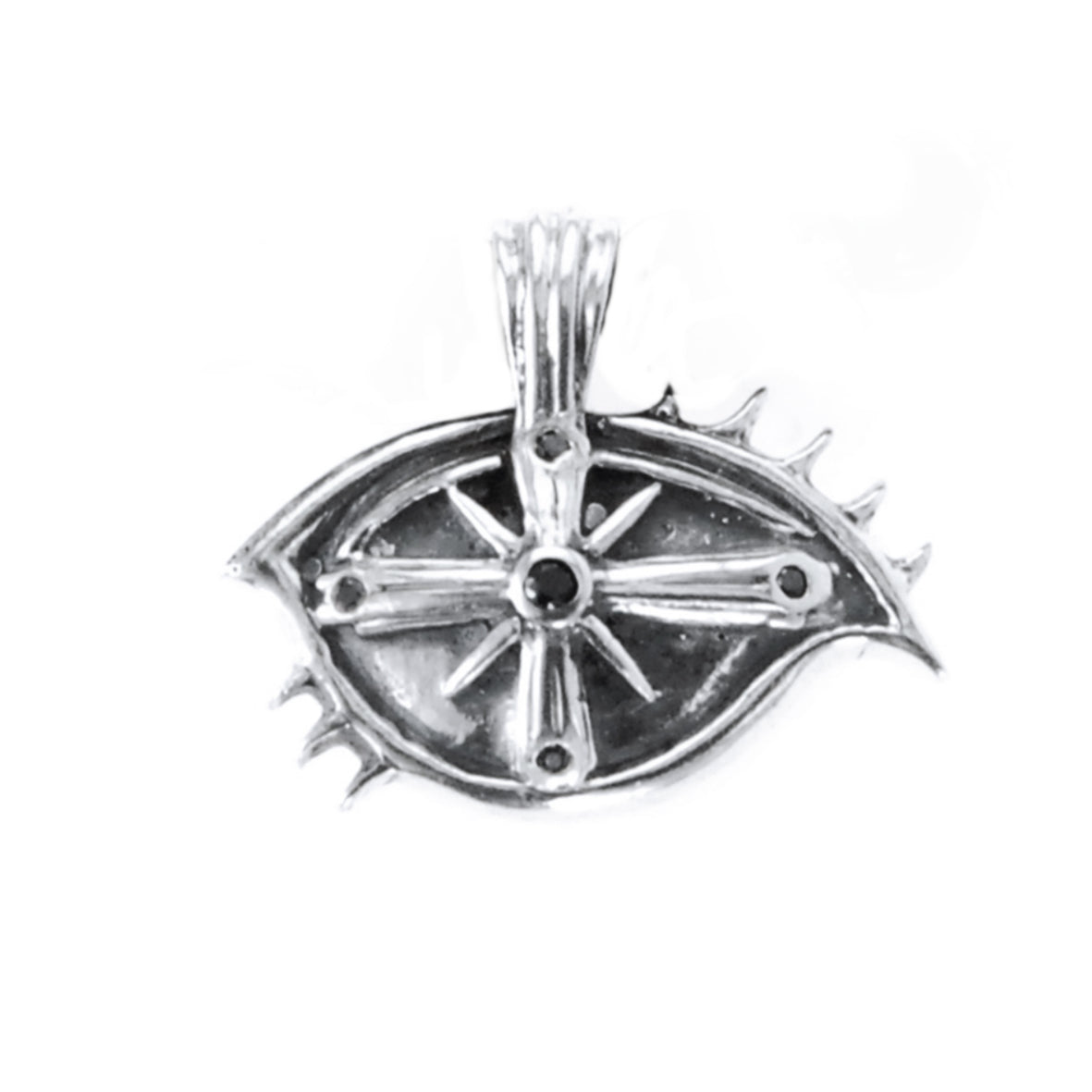 Silver Pendant  The Third EYE View with Black Diamonds