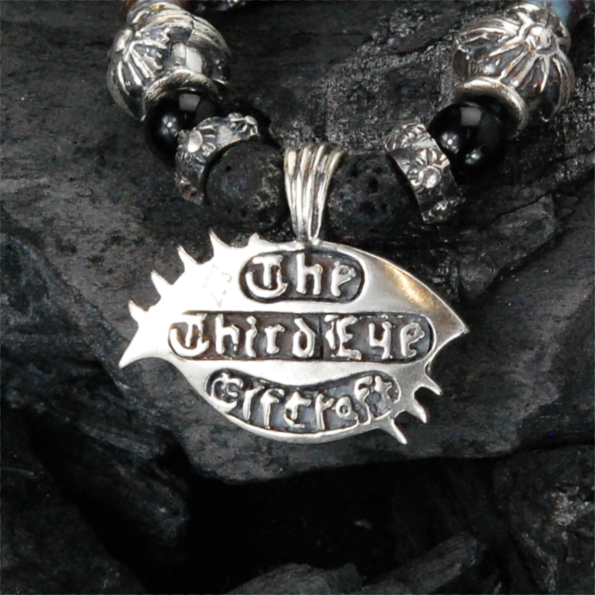 Silver Pendant  The Third EYE View with Black Diamonds