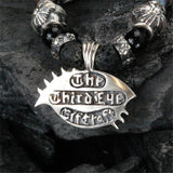 Silver Morning Star Barrel Tubes Necklace with The Third EYE View+black Diamonds