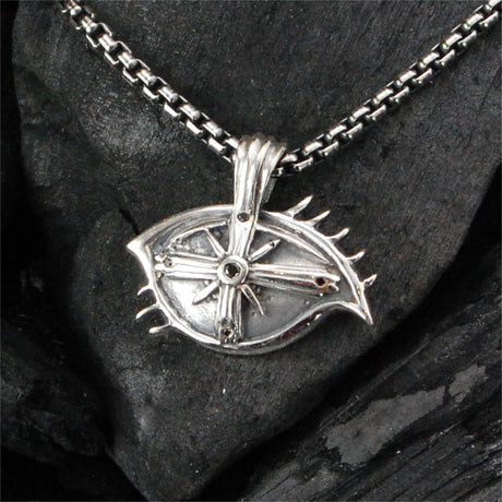 Silver Pendant  The Third EYE View with Black Diamonds