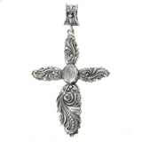 Silver Pendant MAGIC PLANT Cross and OVAL ROSE QUARZ 70