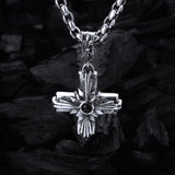 Silberner Anhänger, griechisches Kreuz mit MORGENSTERN