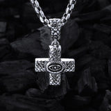 Silver Pendant Greek Cross Body with DRAGON SCALES and DRAGON EYE
