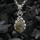 Silver Pendant Skulls Drop Frame with Stone