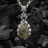 Silver Pendant Skulls Drop Frame with Stone