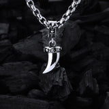 Silver Pendant TOOTH with Stars and Lily Loop