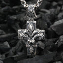Silver Pendant LILY on CROSS Garden at Night M-Star Sides