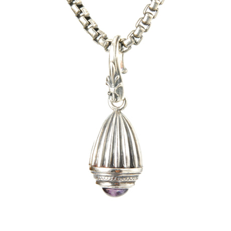 Silver Pendant Elfin King Striped Bell with Stone and Lily Hook