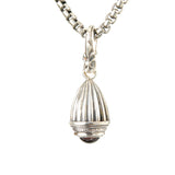 Silver Pendant Elfin King Striped Bell with Stone and Lily Hook