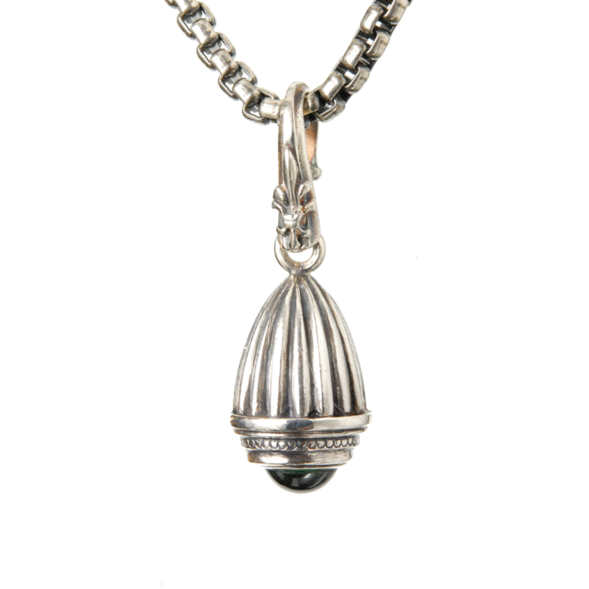 Silver Pendant Elfin King Striped Bell with Stone and Lily Hook