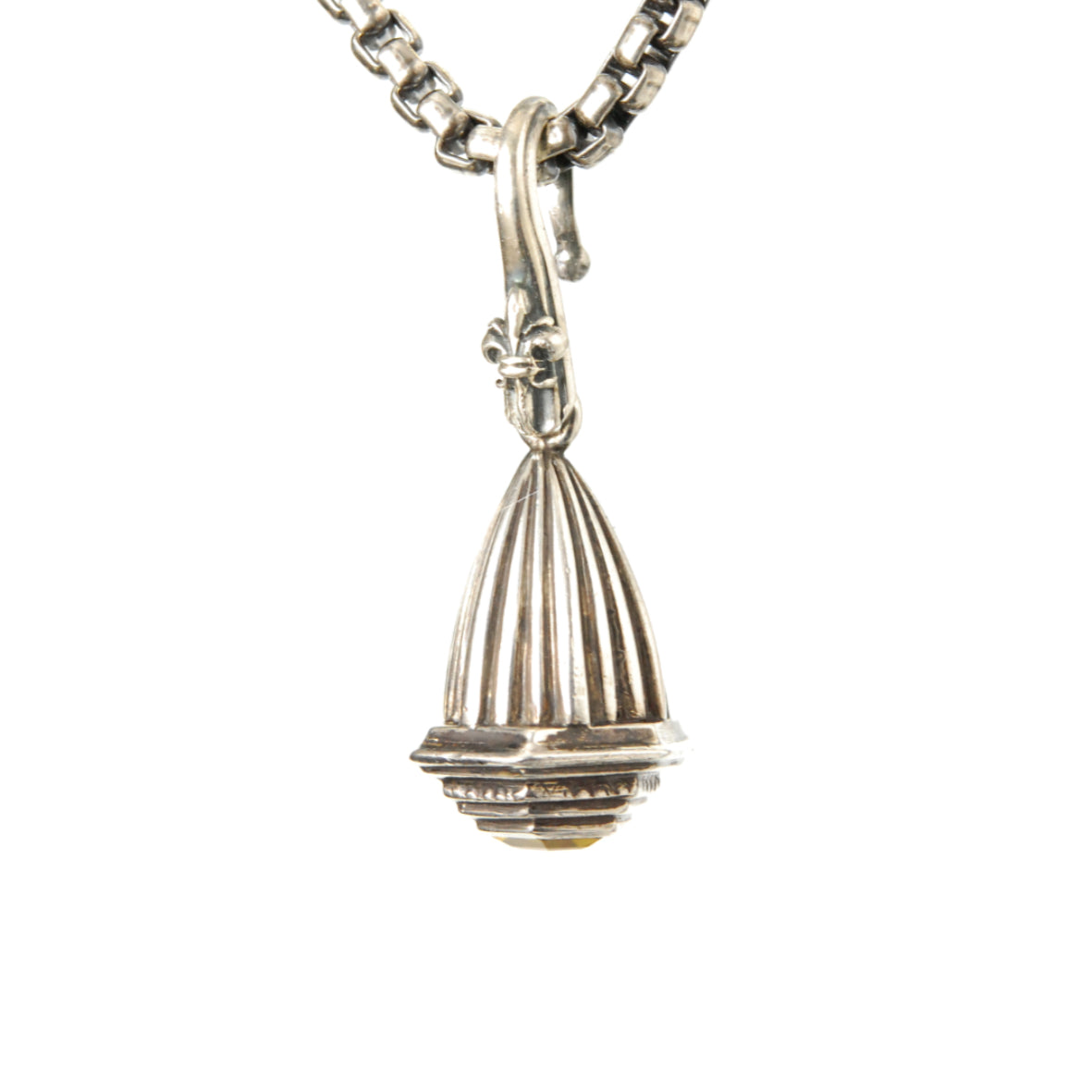 Silver Pendant STRIPED BELL with Hexagon