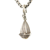 Silver Pendant STRIPED BELL with Hexagon