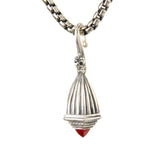 Silver Pendant STRIPED BELL with Hexagon