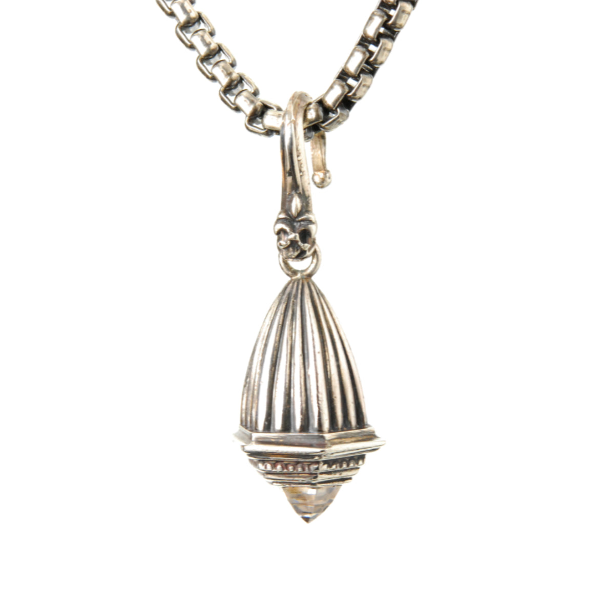 Silver Pendant STRIPED BELL with Hexagon