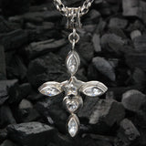 Silver Fetish Chain Peas with Lilies,Crowns and Stars with a Mystic Cross