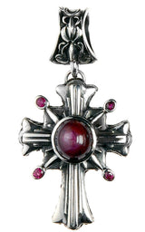 MorningStar Cross with RUBIES Silver Pendant