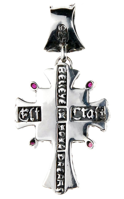 MorningStar Cross with RUBIES Silver Pendant