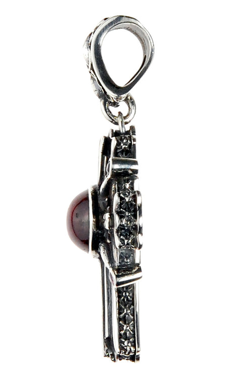 MorningStar Cross with RUBIES Silver Pendant