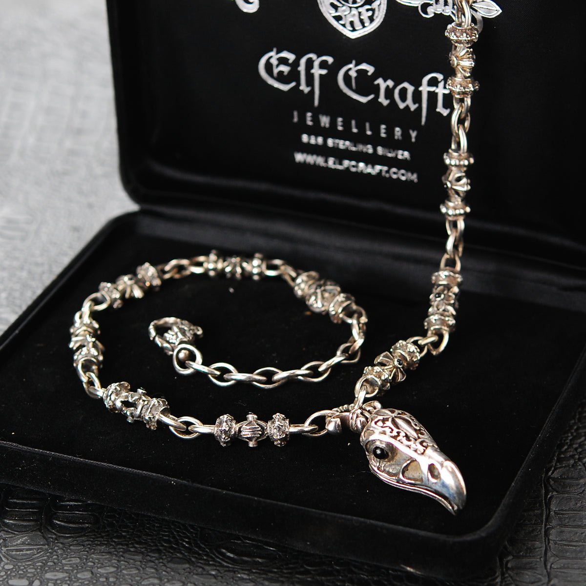 Silver Fetish Chain with EAGLE SKULL