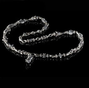 Silver Fetish Chain with CROWNED SKULL