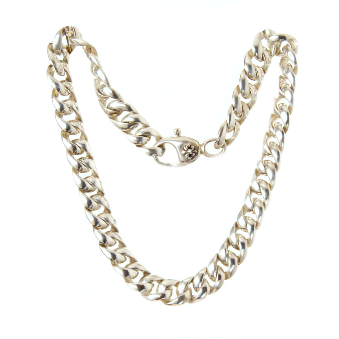 Silver Neckchain CURB Chain M Faceted
