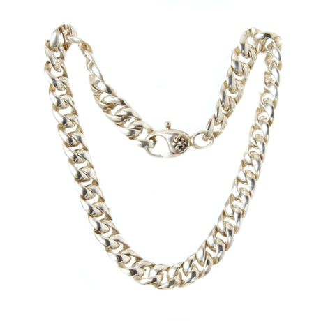 Silver Neckchain CURB Chain M Faceted