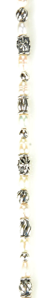 Silver Neckband TUBES with Elfin Decor and Genuine Pearls