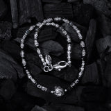 Silver Necklace Decor Tubes and DRAGON FIRE Ball with Stone Beads