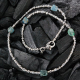 Silver Neckchain Mini TUBES Decor and Raw Stones