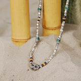 Silver Necklace TUBES with LION HEAD and Beads