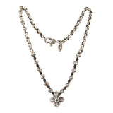 Silver Neckchain PEA s Chain XSFaceted+Onyx Beads with Morning Star Cross