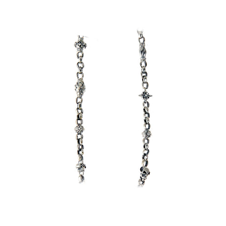 Silver Neckchain XXS PEAS FETISHCHAIN  mini Skull  Lilies  Balls and Morning Star