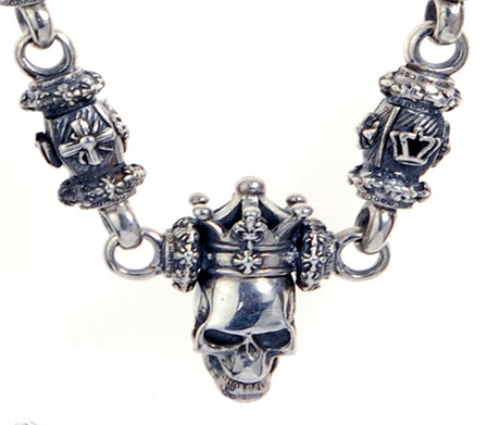 Silver Fetish Wallet Chain CROWNED SKULL