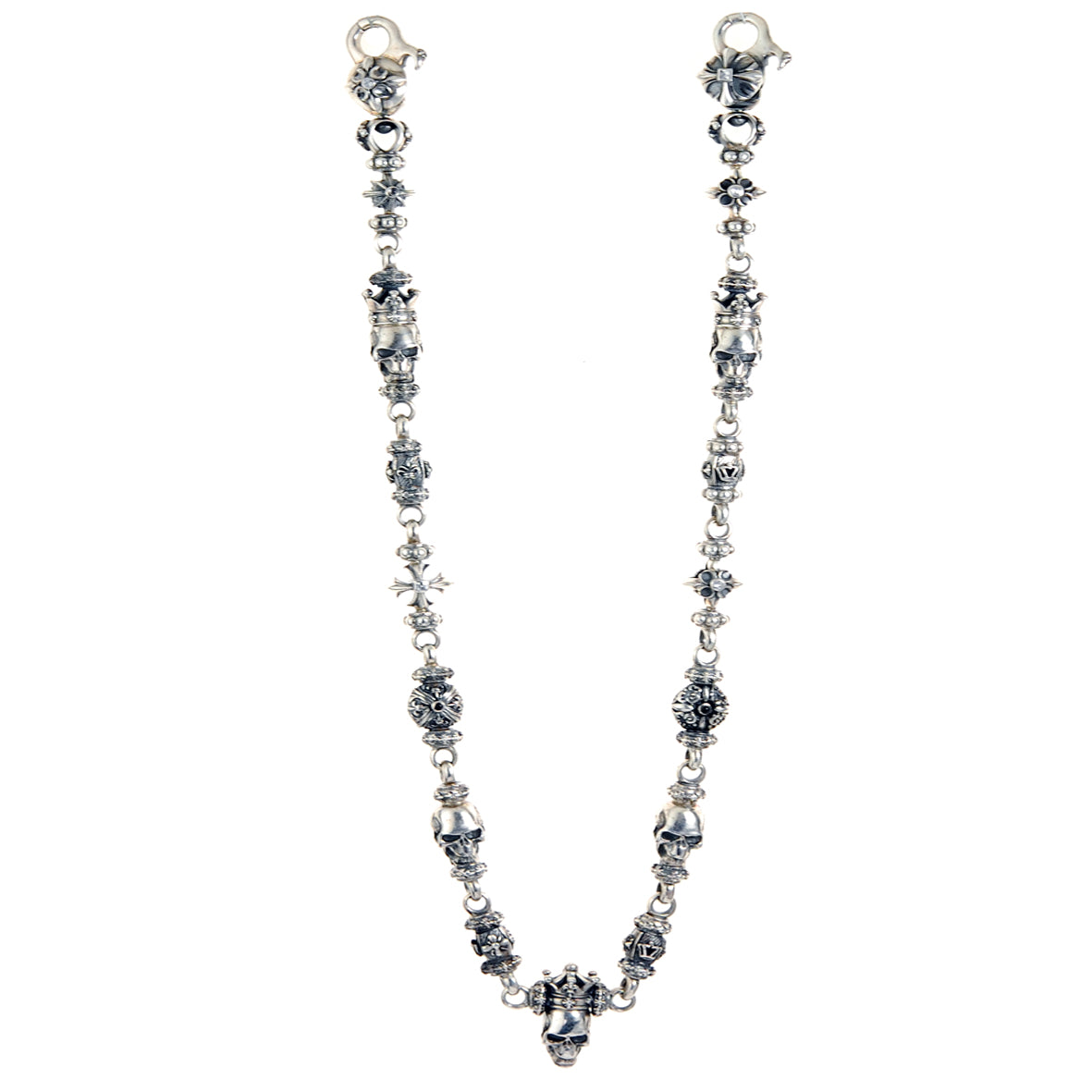 Silver Fetish Wallet Chain CROWNED SKULL
