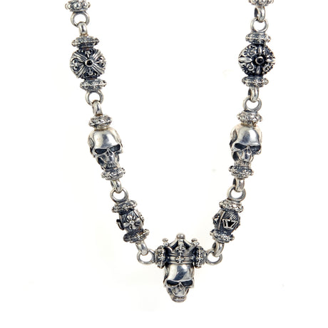 Silver Fetish Wallet Chain CROWNED SKULL
